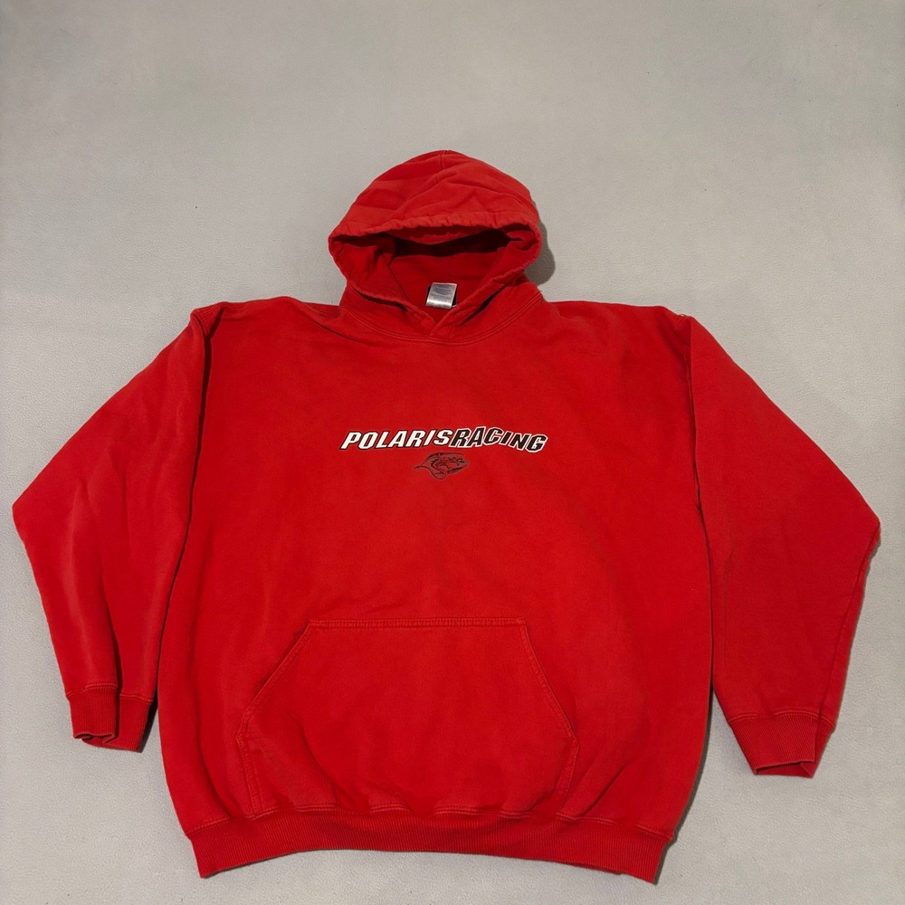 Pure Polaris Racing Hoodie Red Graphic Sweatshirt Mens XL Heavyweight Dragon